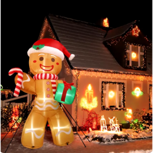 8FT/2.4M 圣诞充气姜饼人站立装饰玩偶