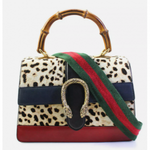 Gucci 女式豹紋織帶 Dionysus 竹製頂部提手中號手提包