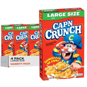 Cap’n Crunch Cereal, Original, Boxes, 18 Oz, Pack of 4 @ Amazon