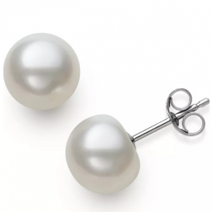 Belle de Mer Cultured Freshwater Button Pearl (8-9mm) Stud Earrings