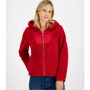 Tommy Hilfiger Women's Sherpa Zip-Front Hooded Jacket