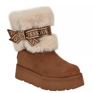 GUESS Women's Denla Cold Weather Faux Fur Cozy Booties