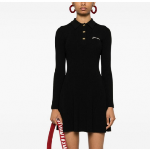 GANNI embroidered-logo ribbed mini dress 针织连衣裙