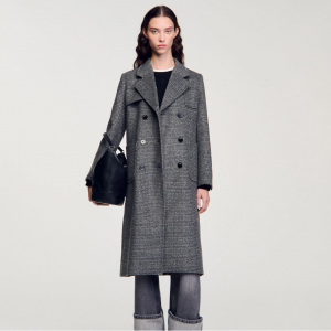 Sandro Paris 長款格子大衣