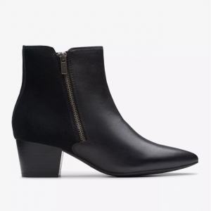 Clarks Ellanie Vibe Black Leather Womens Boots