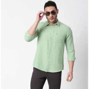 30% Off Slim Fit Cotton Linen Stripe Shirt @ Basics Life