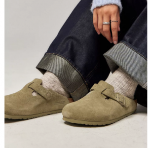 Birkenstock Faded Khaki Suede Boston Clogs @ Urban Outfitters UK