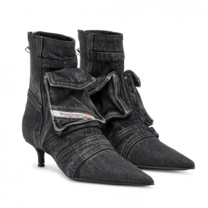 Diesel D-Venus-Cargo ankle boots in washed denim
