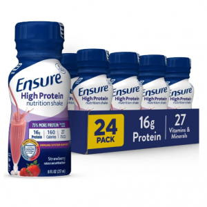 Ensure High Protein Nutritional Shake, 16g Protein, Strawberry, 8 Fl Oz (Pack of 24) @ Amazon