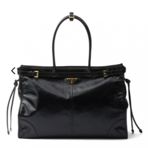 Prada 黑色三角形徽标皮革手提包