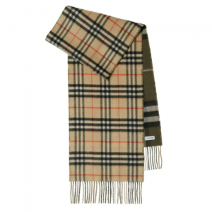 Burberry 中性绿色格纹羊绒围巾