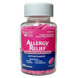 Quality Plus Diphenhydramine Tablets for Allergy Relief, 25mg, 600 Count @ Walmart