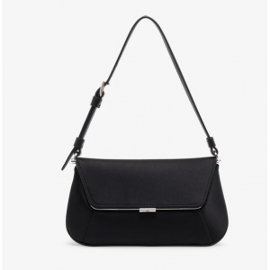 Amina Muaddi Ami mini black satin bag 斜挎包