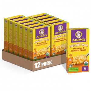 Annie’s Vegan Mac and Cheddar Flavor Dinner with Organic Pasta, 6 OZ (Pack of 12) @ Amazon