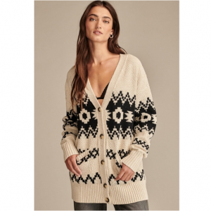 Lucky Brand novelty pattern cardi