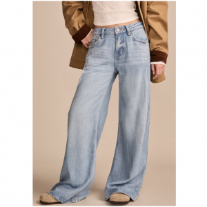 Lucky Brand wide leg pleated liquid denim luxe palazzo