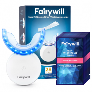 Fairywill 牙齒美白套裝帶 LED 燈 包括28條敏感牙齒專用美白條+可充電牙齒美白盒 @ Walmart