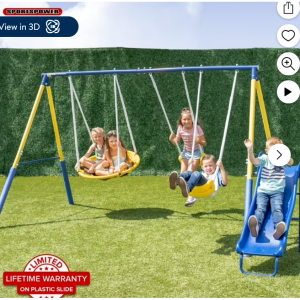 60% off Sportspower Super Saucer Metal Swing Set with 2 Swings and a 1pc Heavy Duty Slide