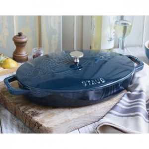 Staub Cast Iron 13-inch, Oval, Oven Dish With Lid, La Mer - Visual Imperfections
