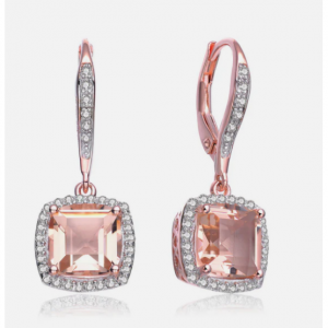 CZC Global sterling silver rose gold plated morganite cubic zirconia drop earrings
