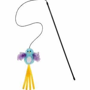 Frisco Bird with Feathers Teaser Wand Cat Toy with Catnip