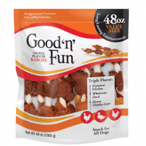 Good 'n' Fun Triple Flavor Kabobs Chicken, Duck & Chicken Liver Dog Chews