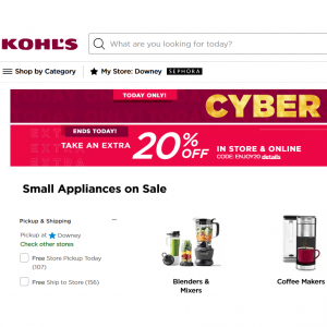 Kohl's Cyber Monday Extra 20% Off + $10 Off $50 + Earn $15 Cash with Every $50