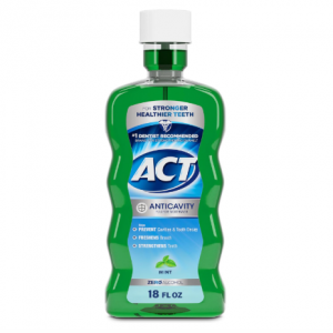 ACT Anticavity Zero Alcohol Fluoride Mouthwash 18 fl. oz., With Accurate Dosing Cup, Mint @ Amazon