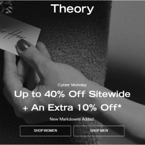 Cyber Monday: Up to 40% Off Sitewide + Extra 10% Off @ Theory 