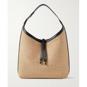 CHLOÉ Marcie leather-trimmed raffia 單肩包