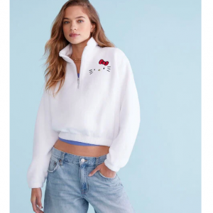 Aeropostale Hello Kitty Sherpa Quarter-Zip Pullover