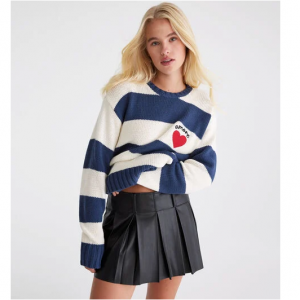 Aeropostale Amore Striped Crew Sweater