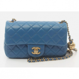 CHANEL CC Matelasse 單肩包 AS3828 小羊皮 皮革 藍色 二手 女款 Coco