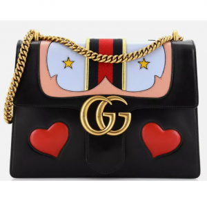 Gucci Web Heart GG Marmont 鏈條單肩包 皮革 中號