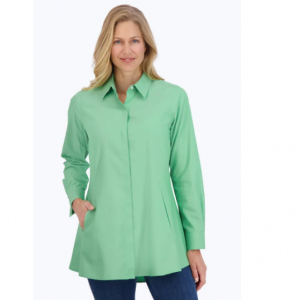 26% Off Cici Pinpoint No Iron Long Sleeve Tunic, New Leaf @ Foxcroft 