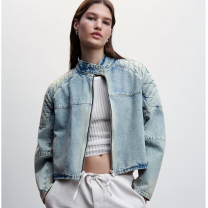 71% Off Denim Biker-Style Jacket @ Mango Outlet