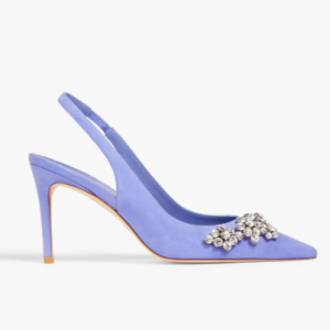 53% Off Stuart Weitzman Fleur 85 Crystal-embellished Suede Slingback Pumps @ THE OUTNET UAE