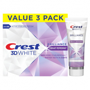 Crest 3D White Brilliance Vibrant Peppermint Teeth Whitening Toothpaste, 4.6 oz Pack of 3 @ Amazon