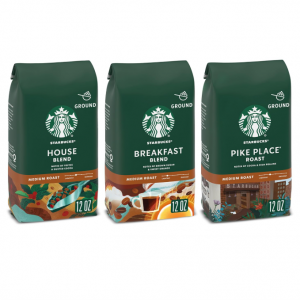 Starbucks Medium Roast Ground Coffee, Variety Pack, 3 bags (12 oz each) @ Amazon