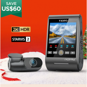 VIOFO A229 Plus 2路前后2K+2K HDR 5GHz Wi-Fi GPS语音控制双行车记录仪