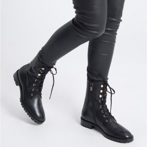 63% Off Stuart Weitzman Black Laine Pearl Embellished Combat Boot @ Brand Alley