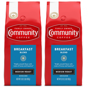 Community Coffee Breakfast Blend Ground Coffee, Medium Roast, 32 Ounce (Pack of 2) @ Amazon