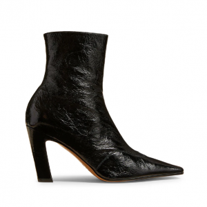 Khaite The Nevada Stretch High Boot in Black Crinkled Leather