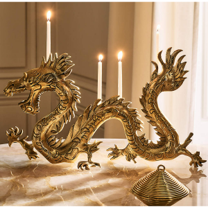 Xaden Dragon Brass Taper Candle Holder