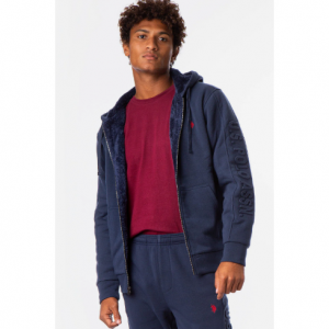 EMBOSSED LOGO SHERPA HOODIE