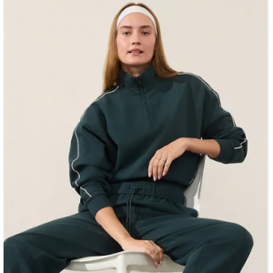 Athleta Forever Fleece 1/2 Zip High Hip Piping Sweatshirt 套頭衫