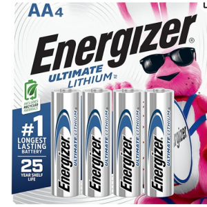 Extra 40% off Energizer AA Batteries, Ultimate Lithium Double A Battery, 4 Count @Amazon