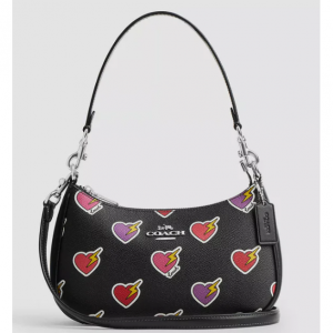 Coach Teri Shoulder Bag With Heart Bolt Print @ SHOP SIMON