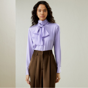 30% Off Silk Turtleneck Ribbon Blouse @ LilySilk