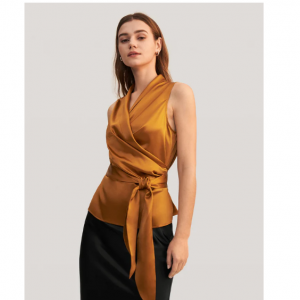 LilySilk Women Elegant Silk Wrap Blouse 真丝上衣